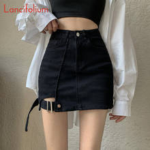 Harajuku Y2k Korean Black Emo Alt Egirl Denim Skirt Women Summer 2021 Ladies Bodycon Gothic Mall Goth Slit Mini Jeans Skirt 2024 - buy cheap