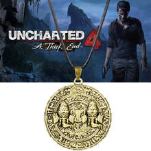 Collar con colgante de Metal Uncharted 4 A Thief's End, moneda de oro pirata, joyería para hombres y mujeres, regalo de Navidad 2024 - compra barato