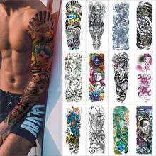 Полный рука поддельные татуировки рукава временные Большие размеры татуировки наклейки павлин цветок череп рыба дракон поддельные татуировки для мужчин и женщин 2024 - купить недорого
