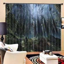 Cortinas de foto HD personalizadas, cortinas de paisaje de bosque para cocina, sala de estar, dormitorio, cortinas opacas modernas 2024 - compra barato