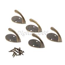 5Pcs Zinc Alloy Bronze Tone Handbag Hanger Hooks Hat Coat Robe Hooks Towel Cloth Hanger Small Single Hook with Screws 20x26x36mm 2024 - buy cheap