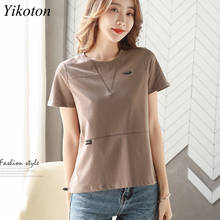 T-Shirts Cotton Women Summer Top Feminine Short Sleeve Stitching Basic T-Shirt Casual Letter O-Neck Tops Fashion Large size 4XL 2024 - buy cheap