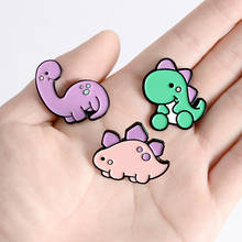 Kawaii Dinosaur Enamel Pin Cute Animal Badge Tyrannosaurus Brooches Bag Clothes Metal Lapel Pin Bulk Fashion Jewelry Gift Kids 2024 - buy cheap