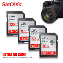 SanDisk-tarjeta de memoria Ultra Original para cámara Full HD, tarjeta SD Clase 10, SDHC/SDXC, 16GB, 32GB, 64GB, 100% GB, C10, UHS-I, 80 MB/s, Flash, 128 2024 - compra barato