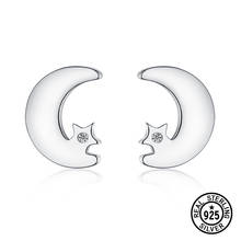 925 Sterling Silver Earrings Moon Star Sweet Cute Simple Lovely Stud Earring For Women Girls Gifts Delicate Fine Jewelry 2024 - buy cheap