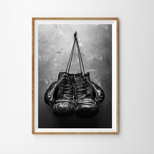 Pintura em tela de arte para parede, luvas de boxe, pôster de foto vintage, imagem preta e branca, impressões esportivas para sala de estar, decoração de casa 2024 - compre barato