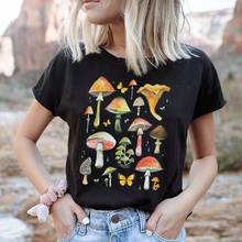 kuakuayu HJN Mushroom Chart Printed T Shirt Young Women Gothic Style Tees Short Sleeve Cotton Fashion Tee Shirts 2024 - buy cheap