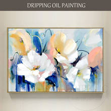 Artist Pure Hand-painted Abstract Impressionist Water Flower Acrylic Painting on Canvas Abstract Water Flowers Acrylic Painting 2024 - buy cheap