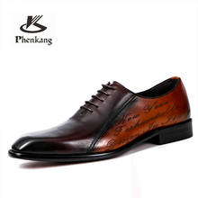 Goodyear-zapatos con cordones de piel auténtica para hombre, calzado con plataforma de diseñador, marrón, para boda, Phenkang, 2021 2024 - compra barato
