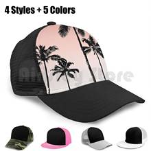 Gorra de béisbol Sunset Palms, malla ajustable, Hip Hop, palmeras botánicas, palmeras de sombra, cocos, Rosa melocotón 2024 - compra barato