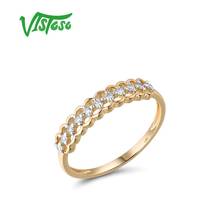 VISTOSO Genuine 14K 585 Yellow Gold Ring For Women Sparkling Diamond Hollow Ring Promise Engagement Anniversary Fine Jewelry 2024 - buy cheap