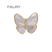 FXLRY New elegant natural shell cubic zircon butterfly brooches for women winter brooch pin jewelry accessory 2024 - buy cheap