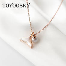 Trendy Shell Pearl Mermaid Whale Fish Tail Pendant Necklace 925 Sterling Silver Fine Party Jewelry for Women Decoration Gift 2024 - buy cheap