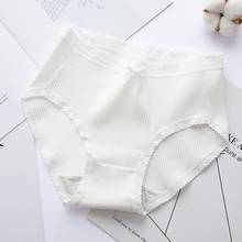 Bragas de algodón sin costuras de cintura media para mujer, ropa interior de encaje, con lazo, novedad 2024 - compra barato