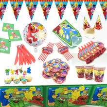 Sesame Street Theme Disposable Tableware for Kids Favors Birthday Party Decoration Cartoon Elmo Cup Plate Tablecloth Baby Shower 2024 - buy cheap