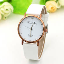 Reloj de cuarzo redondo con correa de cuero para mujer, pulsera de cuarzo con carcasa de diamante, estilo moderno 2024 - compra barato