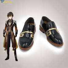 Genshin Impact Zhongli Cosplay Boots Shoes Leather Shoes Cosplay Accessories Halloween Party Shoes 2024 - buy cheap