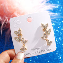 ZOSHI Lovely Butterfly Drop Dangle Earrings for Women Gold Color Rhinestone Charming Earrings Wedding Jewelry 2024 - buy cheap