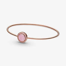 2021 New 925 Sterling Silver Pink Round Buckle Rose Gold Bracelet Valentine's Day Gift Women DIY Fashion Jewelry 2024 - buy cheap