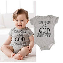 Cotton Newborn Toddler Baby Girl Boy Summer Clothes Short Sleeve I Am Proof That God Answers Prayers Letter Bodysuit 2024 - buy cheap