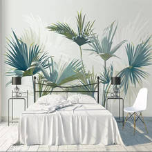 Customize Hand-painted Nordic tropical forest palm tree sofa TV background wall custom large mural green wallpaper mural 2024 - buy cheap