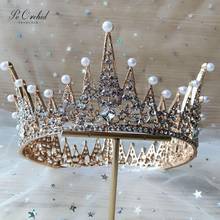 PEORCHID-Tiaras y coronas de diamantes de imitación para mujer, accesorios para el cabello, decoración de boda, joya, diadema, oro/plata 2024 - compra barato