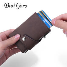 BISI GORO умный мужской кошелек с автоматической блокировкой RFID, мужской держатель для кредитных карт, дорожный кошелек, чехол для банковских карт, модный держатель для ID карт 2024 - купить недорого