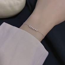 Pulsera minimalista S925 plateada, cadena de cuentas de moda para niñas, regalo de cumpleaños, estilo coreano, joyería elegante para mujeres 2024 - compra barato