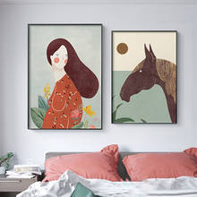 Estilo nórdico dos desenhos animados meninas posters e cópias da lona fresco casa decoração arte da parede fotos para sala de estar quarto sem moldura 2024 - compre barato