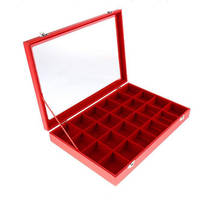 Clear Lid Velvet 24 Grid Jewelry Tray Stackable Display Showcase Lockable Necklace Organizer Earrings Box For Girls Women-Red 2024 - buy cheap