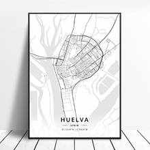 Huelva a coruna valladolid alicante badajoz mostoles espanha mapa poster 2024 - compre barato