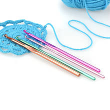 Agulhas de crochê multicoloridas, agulhas de costura de alumínio faça você mesmo, suéter de crochê, ferramentas de tecelagem 2-10mm, agulhas de tricô 2024 - compre barato