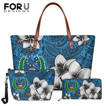 FORUDESIGNS-Conjunto de bolsos de hombro y monedero Vintage para mujer, carteras femeninas con estampado de Pohnpei y Plumeria hawaiana, 2 uds. 2024 - compra barato