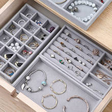 Caixa organizadora de joias, suporte de bandeja, brincos, portátil de veludo, para armazenamento de joias, caixa organizadora de exibição de joias, venda imperdível 2024 - compre barato