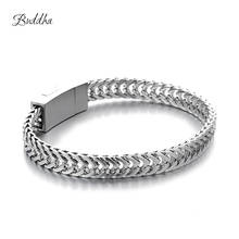 Pulseira Masculina Buddha Bracelets Silver color Tone Link Chain Bracelets Bangle for MENS Jewelry Gift Good Quality 2024 - buy cheap