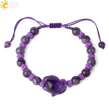 CSJA-pulsera de cadena con piedras naturales para mujer, brazalete ajustable con abalorios de zorro, cuarzo rosa, púrpura, Reiki, G356 2024 - compra barato