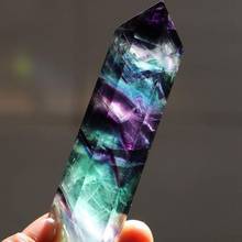 Natural Hexagonal  Fluorite 4-8cm Colorful Striped Crystal Quartz Healing Fluorite Wand Stone Purple Green Gem Treatment Stone 2024 - buy cheap