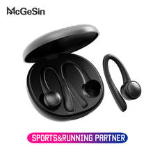 Спортивные наушники McGeSin с ушным крючком, беспроводные наушники Bluetooth 5,0, гарнитура для бега, наушники для спортзала с микрофоном для Xiaomi, Iphone, Huawei 2024 - купить недорого