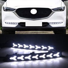 Автомобильная проблесковая 1 пара Светодиодный дневной светильник для Mazda cx-5 cx5 cx 5 2017 2018 2019 2020 Противотуманные фары DRL со струящимся сигнал поворота 2024 - купить недорого
