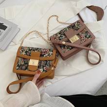 2020 ladies painted PU leather small messenger bag flower pattern shoulder shoulder bag ladies designer lock handbags and wallet 2024 - buy cheap