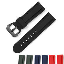 High Quality Waterproof Silicone Rubber Silver / Black Buckle Replacement Wrist Watch Band Strap Belt For PAM 22 24 26MM 2024 - buy cheap