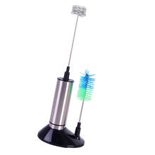 Stainless Steel Electric Handheld Milk Frother - Triple Spring Whisk Head Cleaning Brush Pedestal 2024 - buy cheap