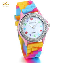 LANCARDO Fashion Creative Colorful Rainbow Watch Women Geneva Silicone Crystal Analog Quartz Wrist Watches horloge dames Clock 2024 - buy cheap
