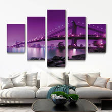 Canvas HD Print Painting Modular Pictures 5 Piece/Pcs City Purple Night Frame Wall Art Posters Modern Home Decor Living Room 2024 - buy cheap