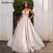 Smileven Luxurious Lace Wedding Dress A Line Boho Bridal Dresses V Neck arabic Vestido De Noiva Wedding Gowns For Girl Custom 2024 - buy cheap