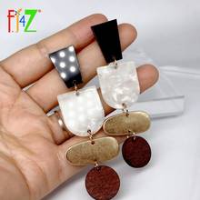 F.J4Z New Women Geometric Earrings Fashion Acrylic Wood Alloy Long Earrings Hit-Hop Cocktail Earring Jewelry Dropship 2024 - buy cheap