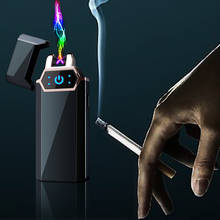 USB Electric Lighter Fingerprint Touch Fire Plasma Double Arc Lighter Windproof Metal Cigarette Fitting Men's Gift 2024 - buy cheap