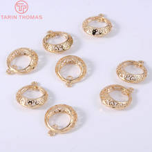 6PCS 15x18MM 24K Champagne Gold Color Plated Brass Round Earrings Connector Charms High Quality Diy Jewelry Accessories 2024 - buy cheap