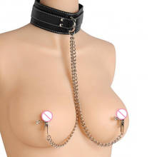 Collar Sexual erótico de cuero PU para parejas, pinzas para pezones, fetiche, Bondage, bdsm, ataduras, Collar esclavo Sexual, juegos para adultos, Juguetes sexuales 2024 - compra barato