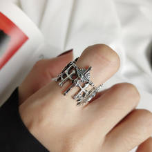 Chozon anéis de prata esterlina 925, anéis com abertura de cruz de jesus, modelo vintage e índice para mulheres, presente de joia 2024 - compre barato
